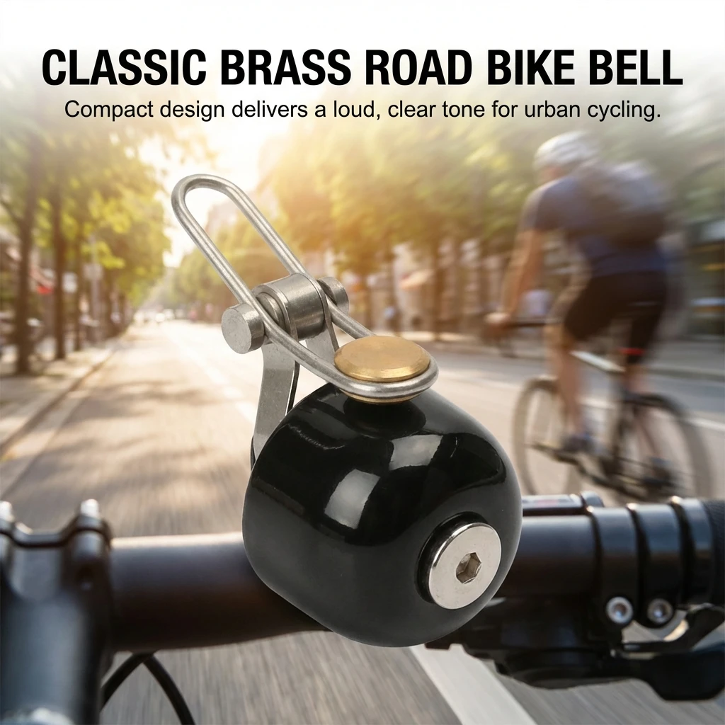 Vista frontal de la campana para bicicleta DKSAHEMTB con diseño retro y acabado en cobre