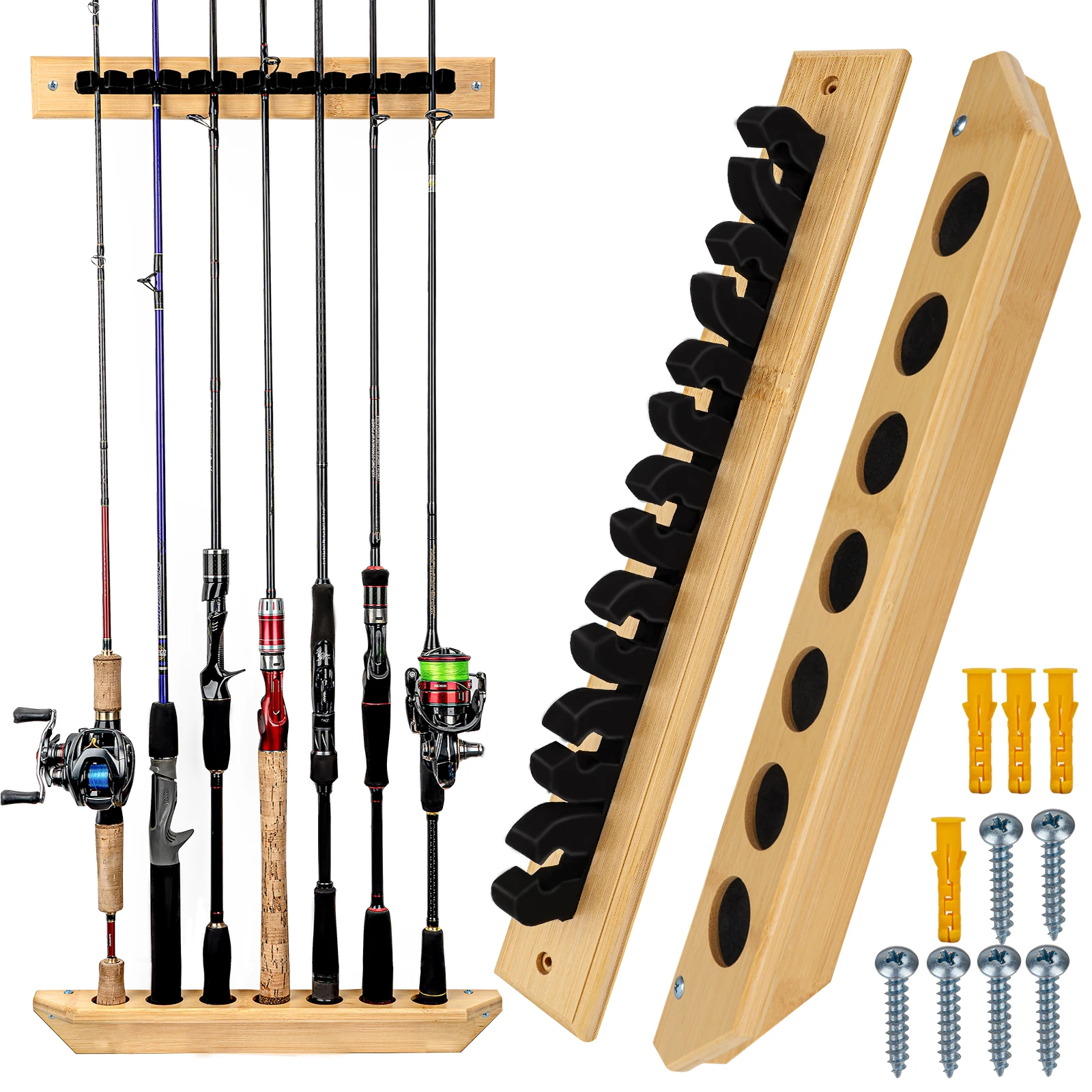 Soporte de pared para cañas de pesca de madera - imagen 4