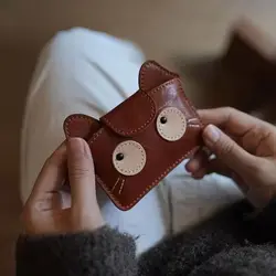 Monedero ultrafino con gato de dibujos animados y tarjetero portátil