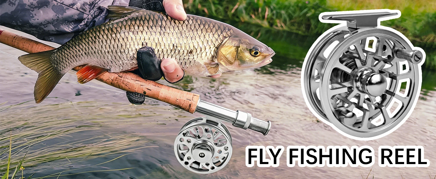 Carrete de pesca con mosca en aluminio mecanizado