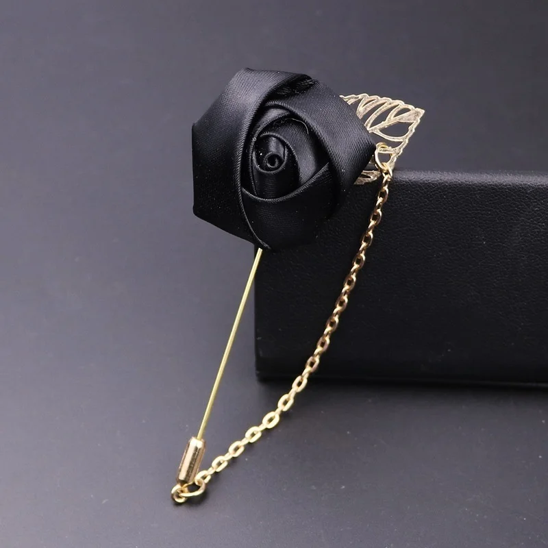 Broche de flores rosas con lazo – Accesorio para traje unisex