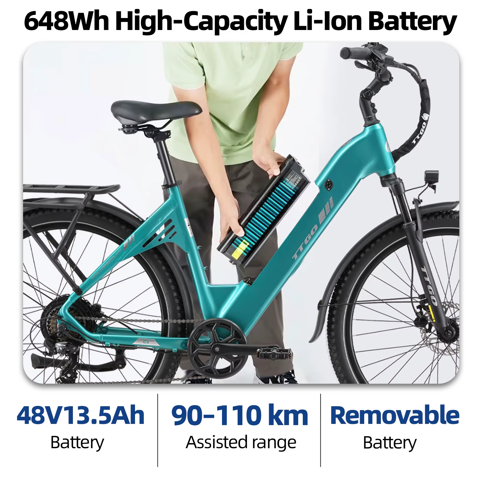 Bicicleta eléctrica TTGO C5 48V con motor 250W y frenos hidráulicos - imagen 3