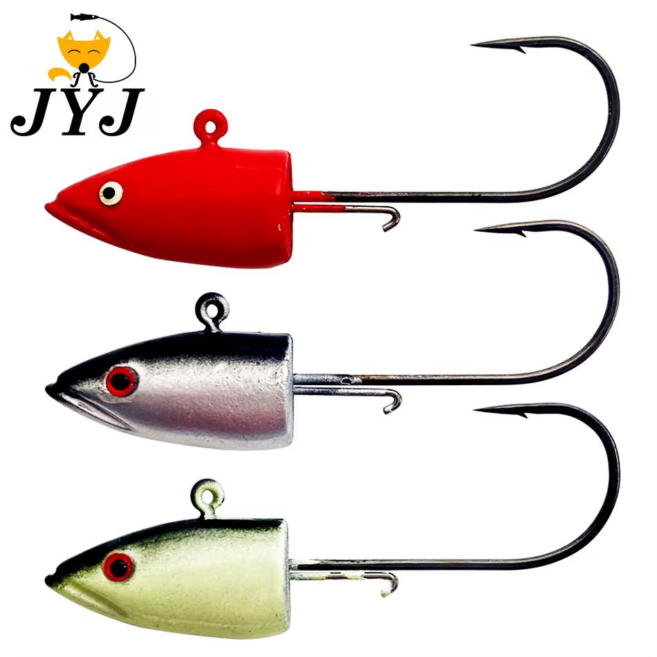 JYJ Jig Head 3D Ojos Inox para Lucio Lubina Vinilo Suave - imagen 2