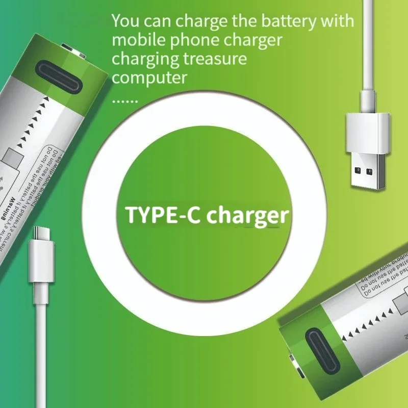 Batería litio recargable AA con puerto Tipo-C para linterna - imagen 5
