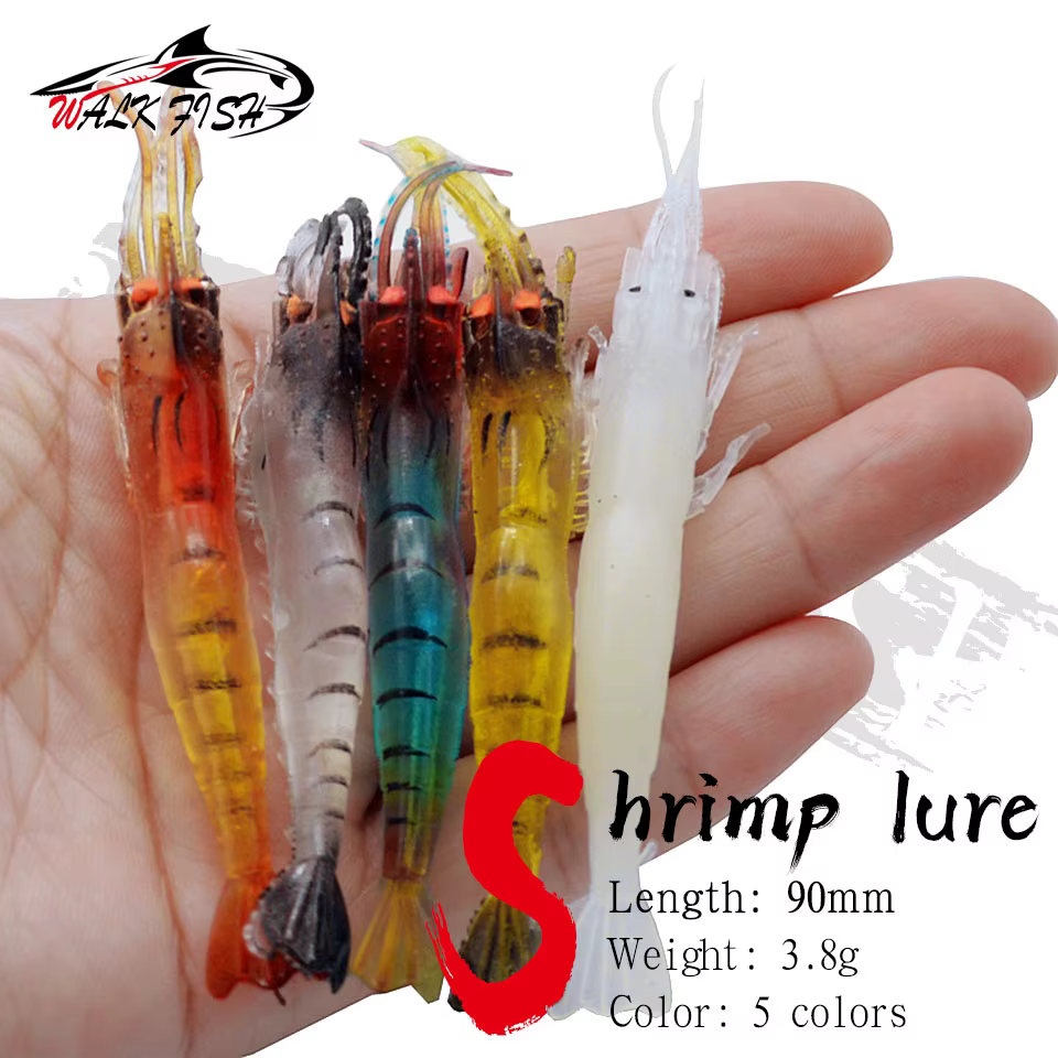 Señuelo WALK FISH 9cm – Vinilo Camarón con ojo luminoso - imagen 4