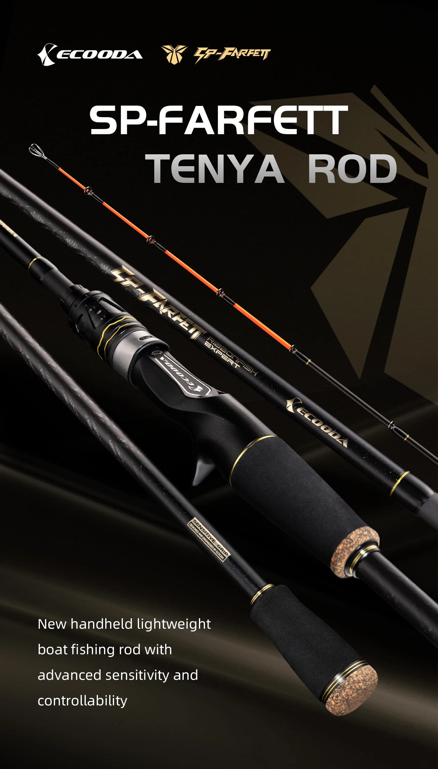 Varilla Ecooda ESFTY SP Farfett Tenya en color naranja con anillos guía superiores