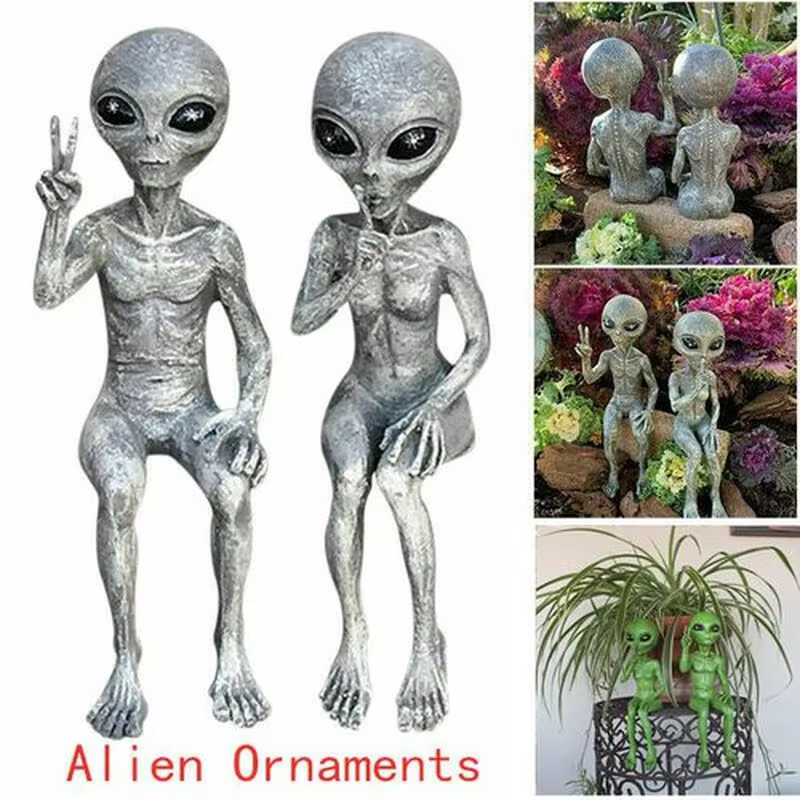 Decoración de jardín con figura extraterrestre – Resina resistente para exterior - imagen 5
