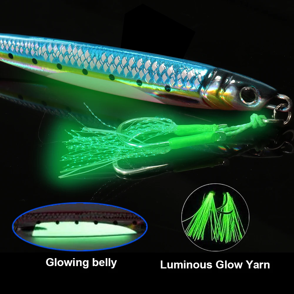 GOBAIT Jig metálico doble anzuelo para pesca en el mar