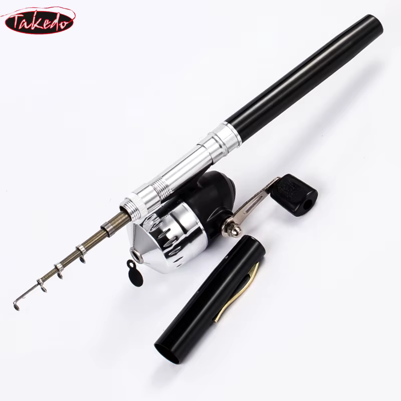 TAKEDO Caña telescópica aluminio con carrete – Mini viaje para hielo, mosca y barco - imagen 3