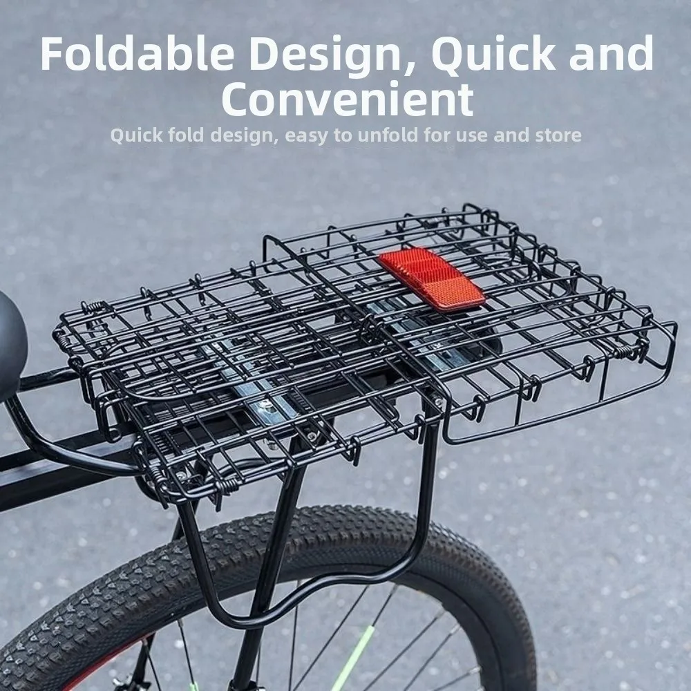 Cesta trasera plegable de gran capacidad para bicicleta MTB, metal - imagen 4