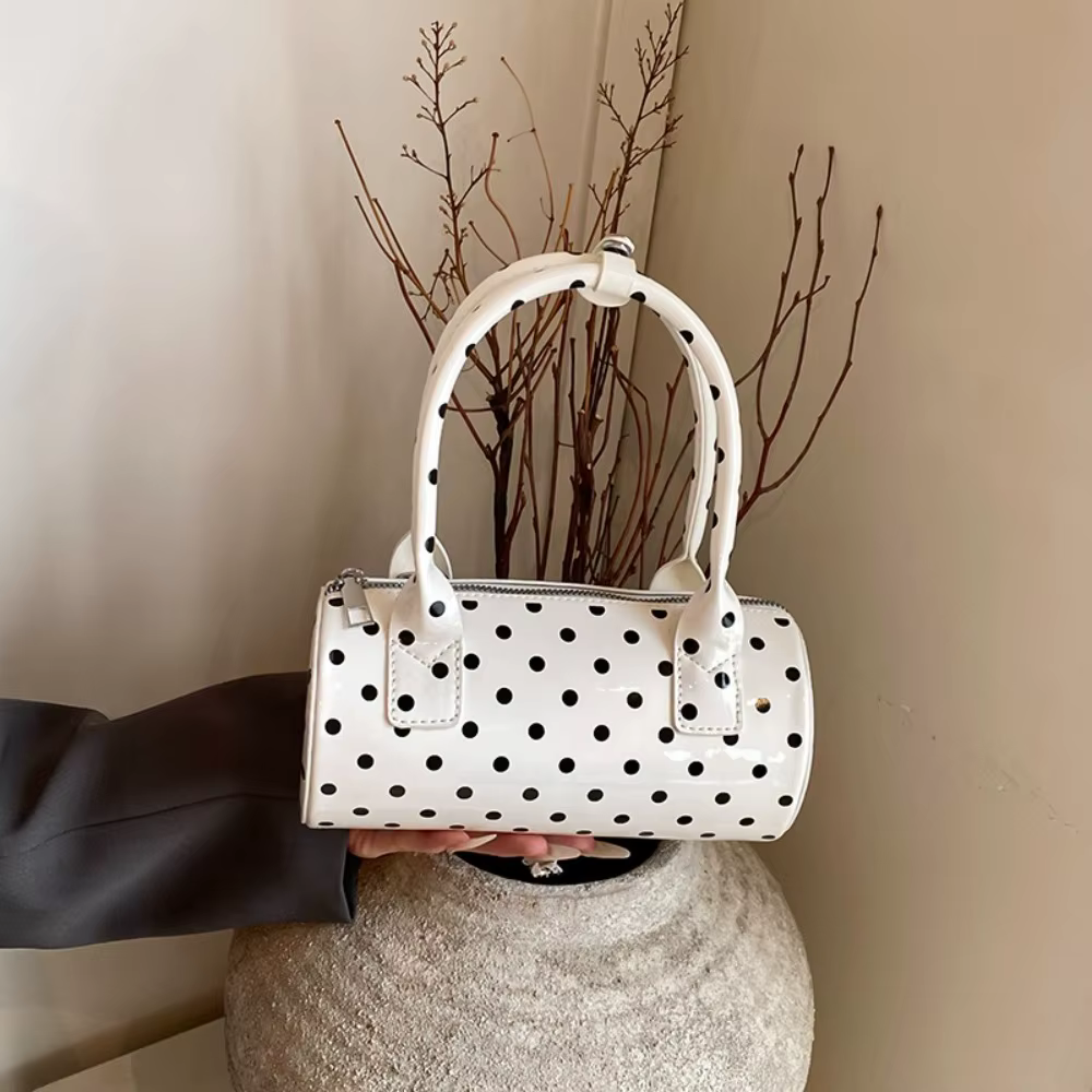 Bandolera de Cuero PU con Puntos para Mujer – Bolso Barril Tipo Cubo - imagen 4