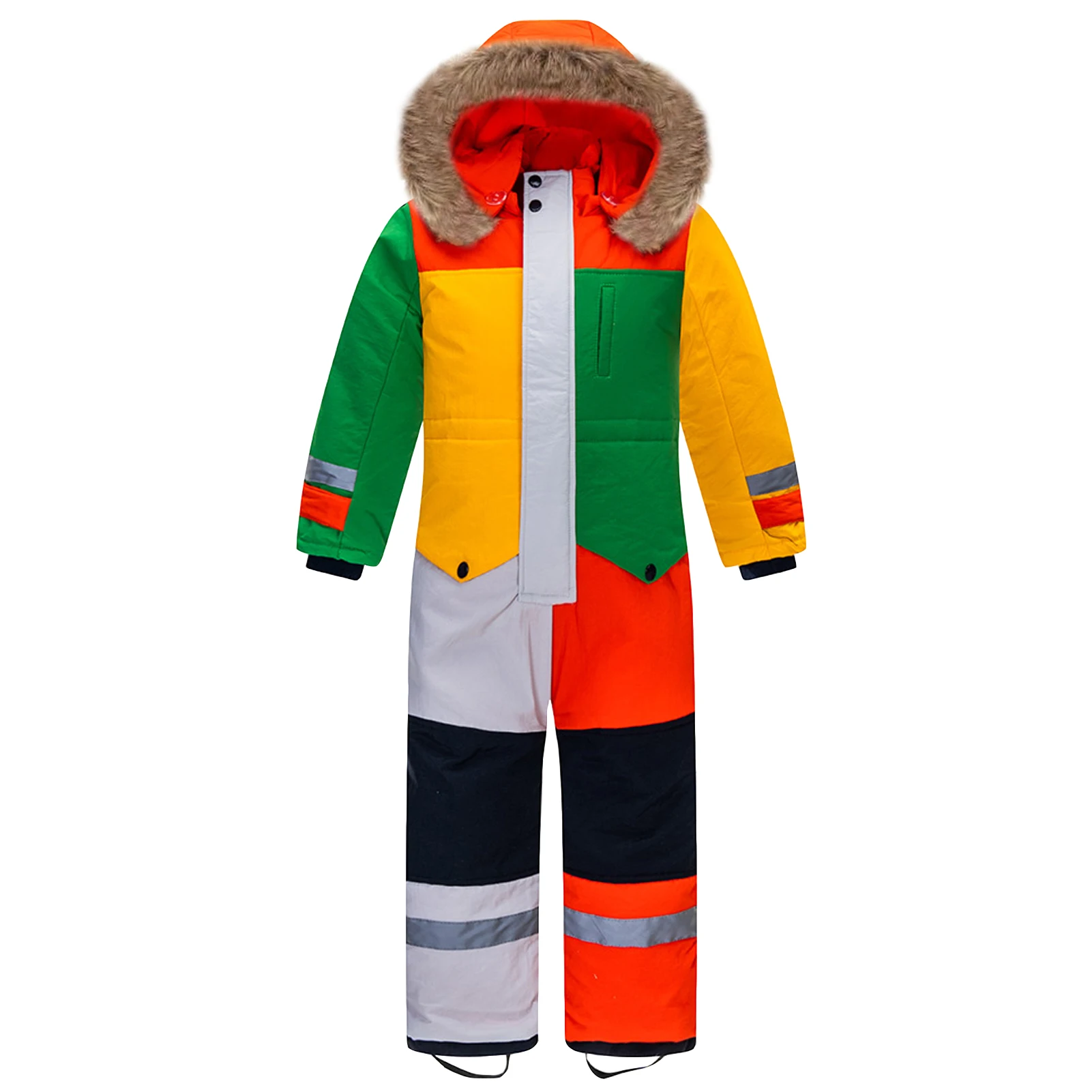 Traje de nieve infantil impermeable con capucha y cuello forrado