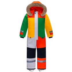 Traje de nieve infantil impermeable con capucha y cuello forrado