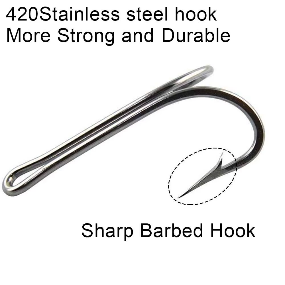 Anzuelos dobles de acero inoxidable afilados para pesca profesional - imagen 2