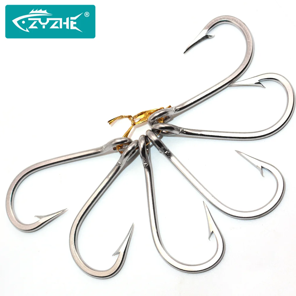 ZYZHE Anzuelos Grandes 5/0-13/0 de acero inoxidable para atún