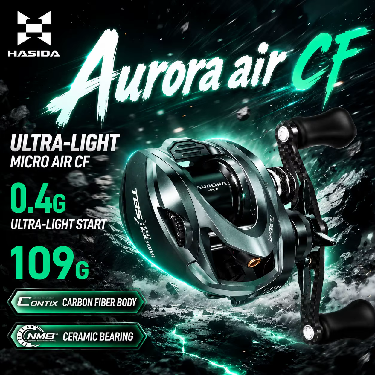 Carrete HISTAR Aurora airCF Carbon BFS – Freno magnético 3D - imagen 2
