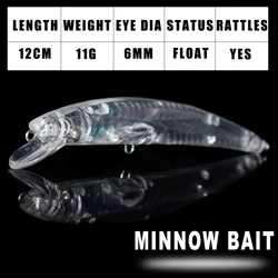 Señuelos Minnow Flotantes Dr. Holife 12cm 12g con Sonajero para Pesca