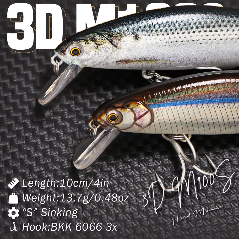 Jerkbait B&S Saltwater Sinking Minnow – Anzuelos Triples BKK para Lubina