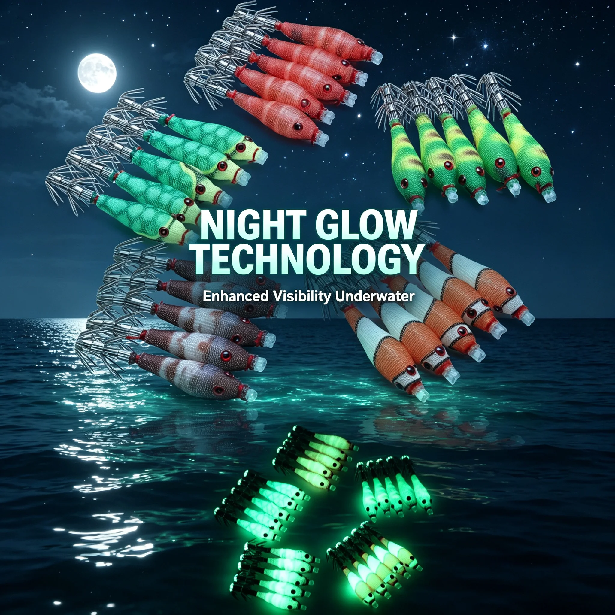 Señuelo luminoso de camarón y pulpo para pesca nocturna - imagen 3