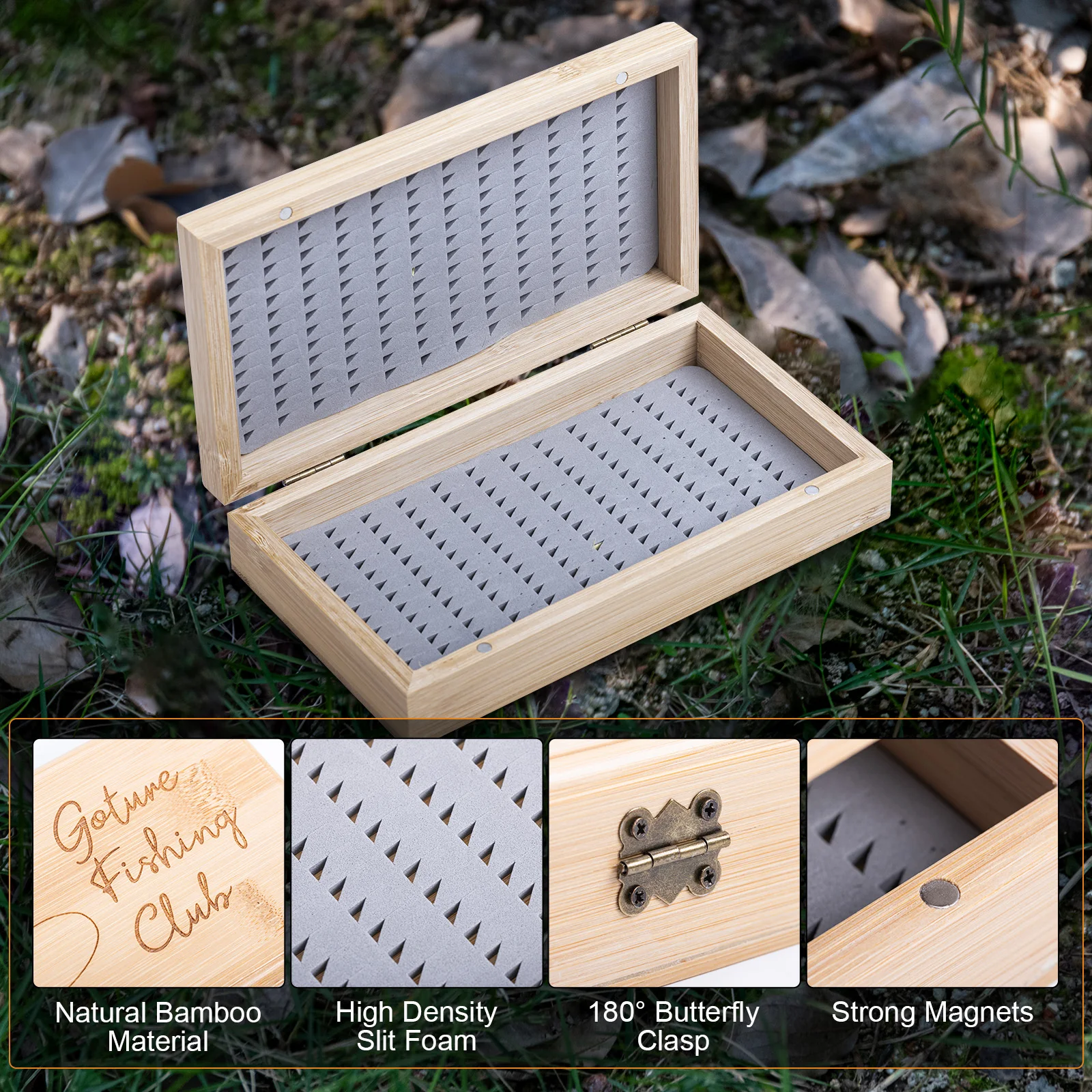 Presentación completa del estuche con 54 señuelos organizados