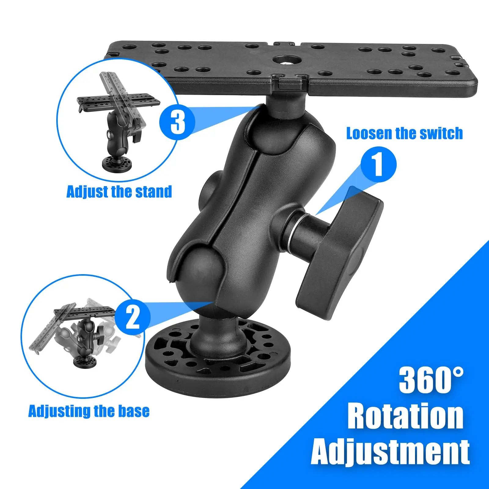 Soporte ajustable 360° para buscador de peces Goture – giratorio - imagen 4