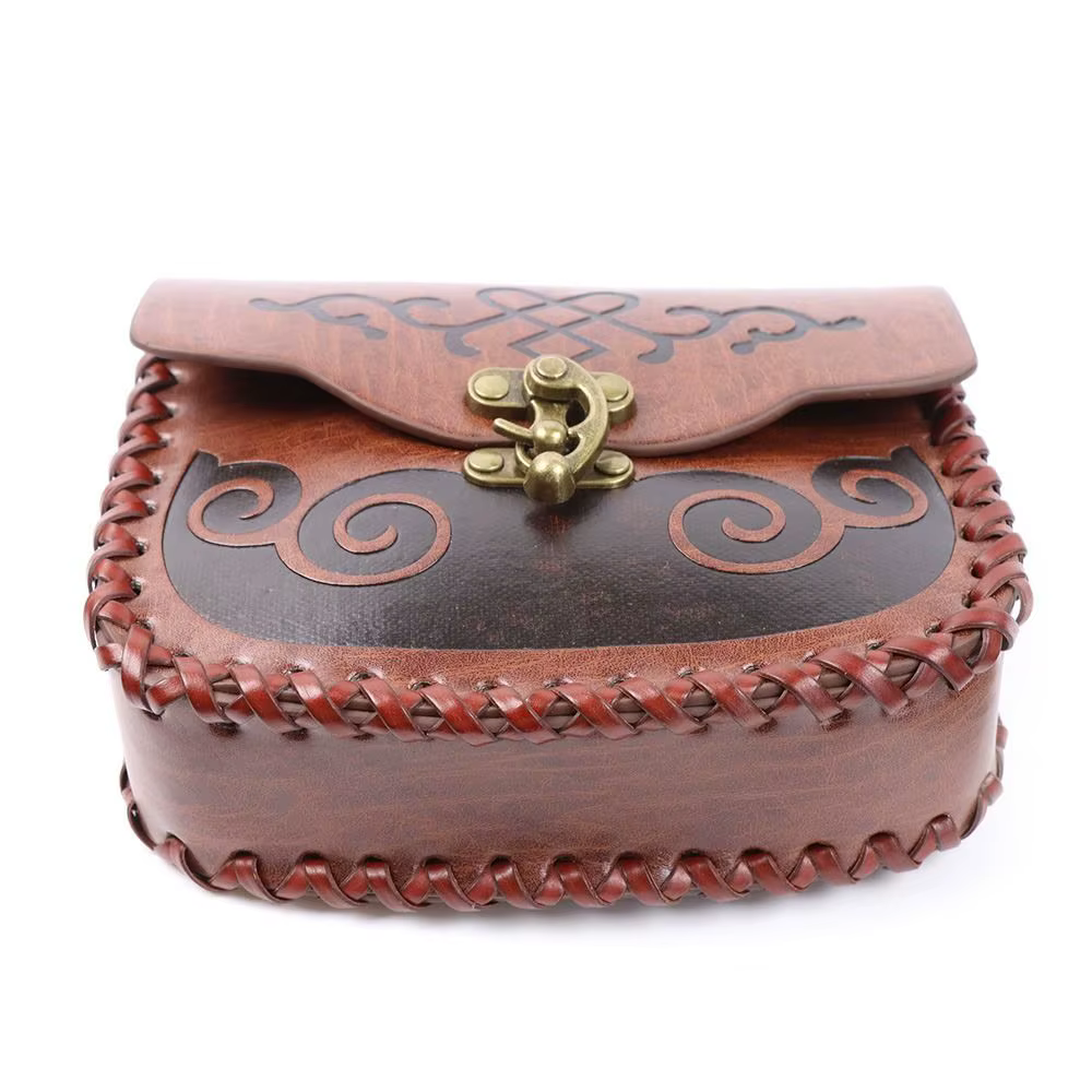 Riñonera de cuero estilo vikingo para festivales y disfraces - imagen 3