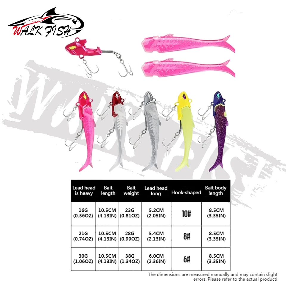 WALK FISH Jig head luminoso para lubina y lucio, vinilo - imagen 5