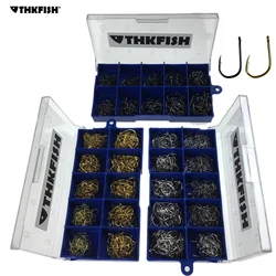 THKFISH Anzuelos circulares para carpa - Acero carbono, dorado negro plateado