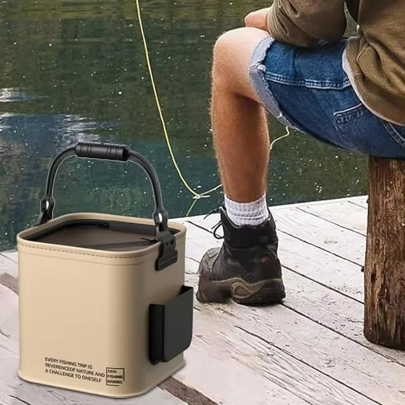 Cubo Plegable de Pesca – Impermeable con Mango Ergonómico - imagen 3