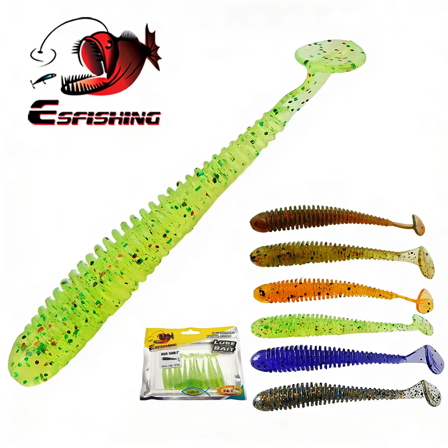 ESFISHING Swing Impact Ring Shad – Vinilo blando para lubina - imagen 4