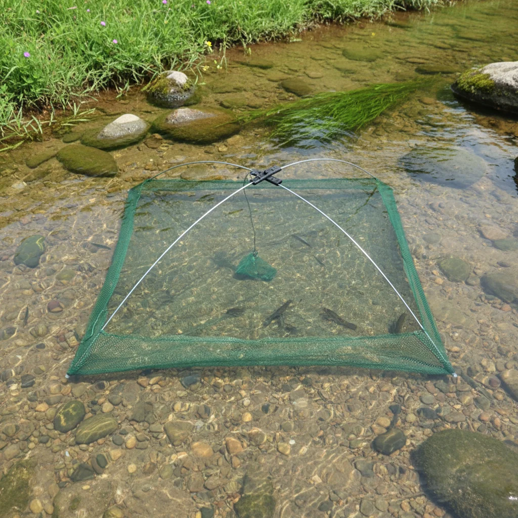 Red de pesca portátil malla grande jaula trampa para carpas - imagen 5