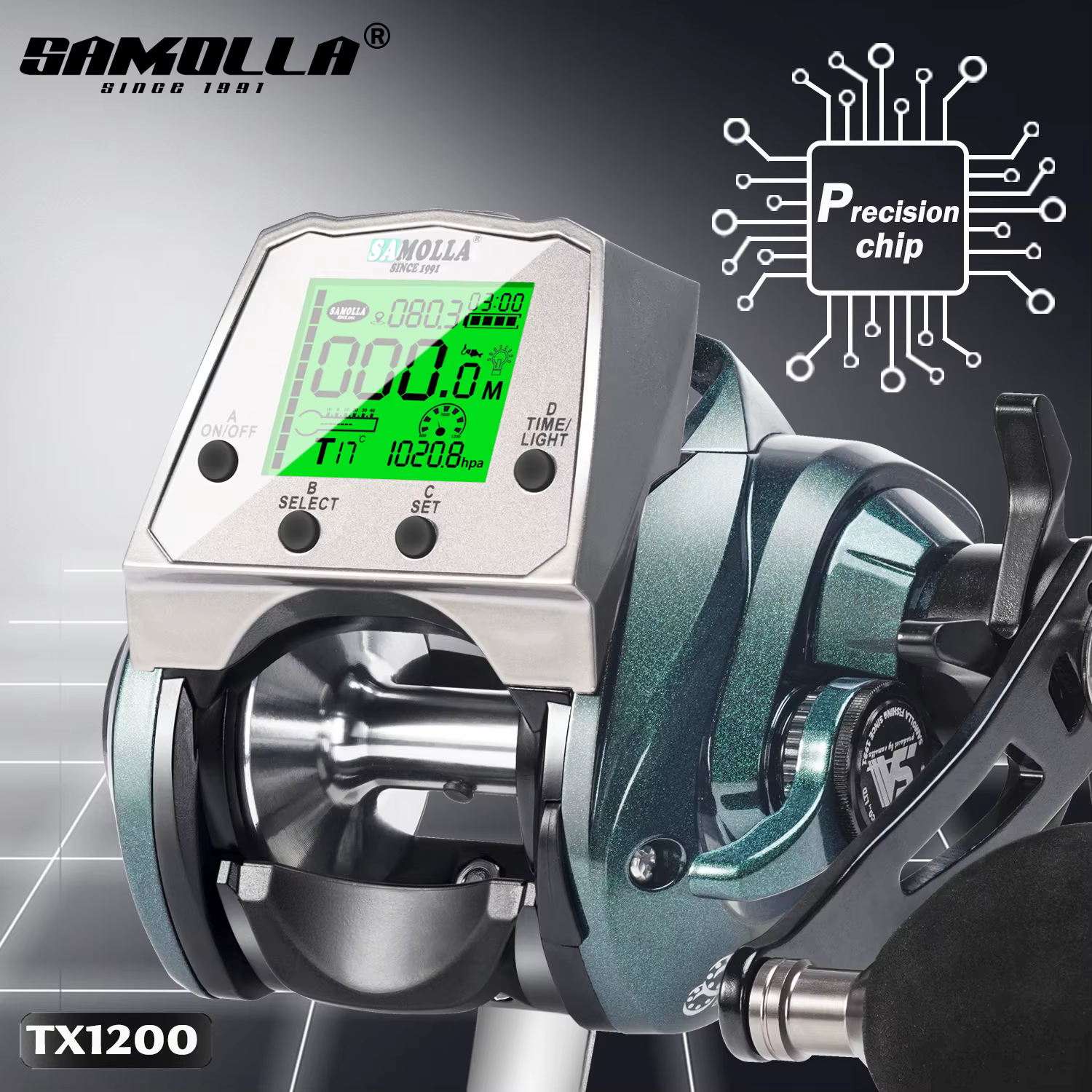 Carrete Baitcasting Samolla – Impermeable con carga USB para pesca en hielo - imagen 2