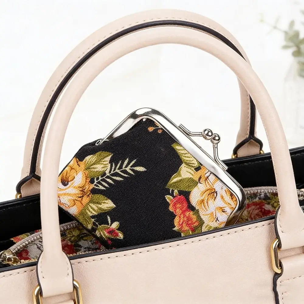 Monedero de lona floral retro portátil para monedas y cambio - imagen 2