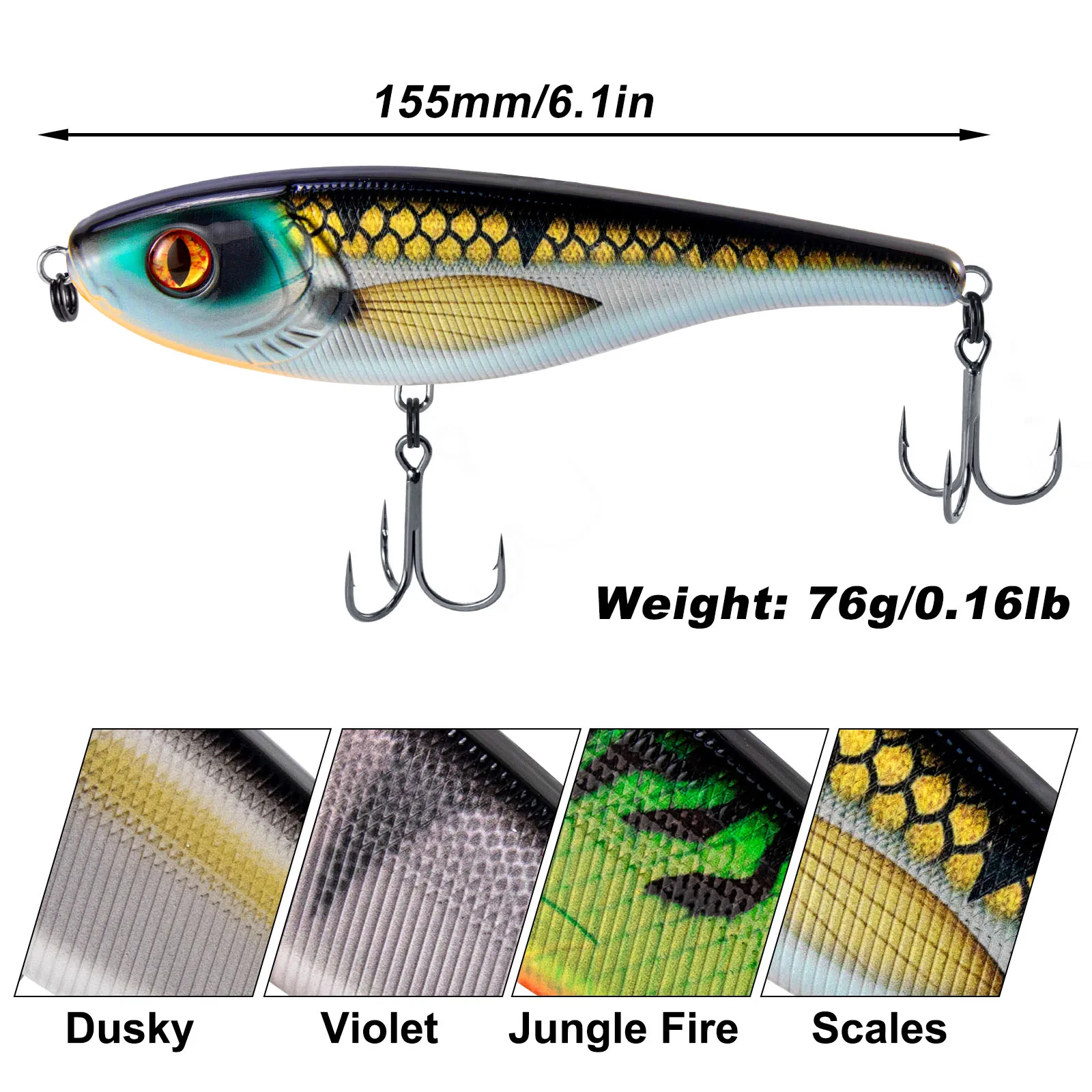Señuelo de pesca Jerkbait con acabado realista