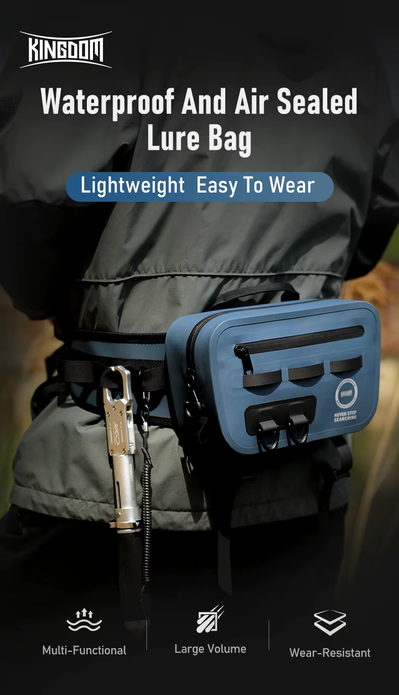 Bolsa de pesca Kingdom vista lateral mostrando correas ajustables