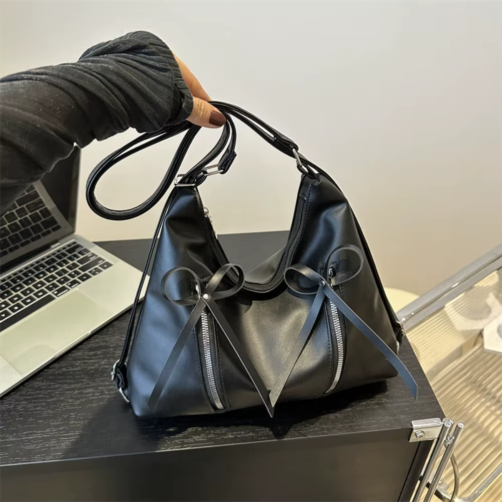 Bolso Tote de Cuero PU con Lazo – Estilo Retro para Mujer - imagen 2