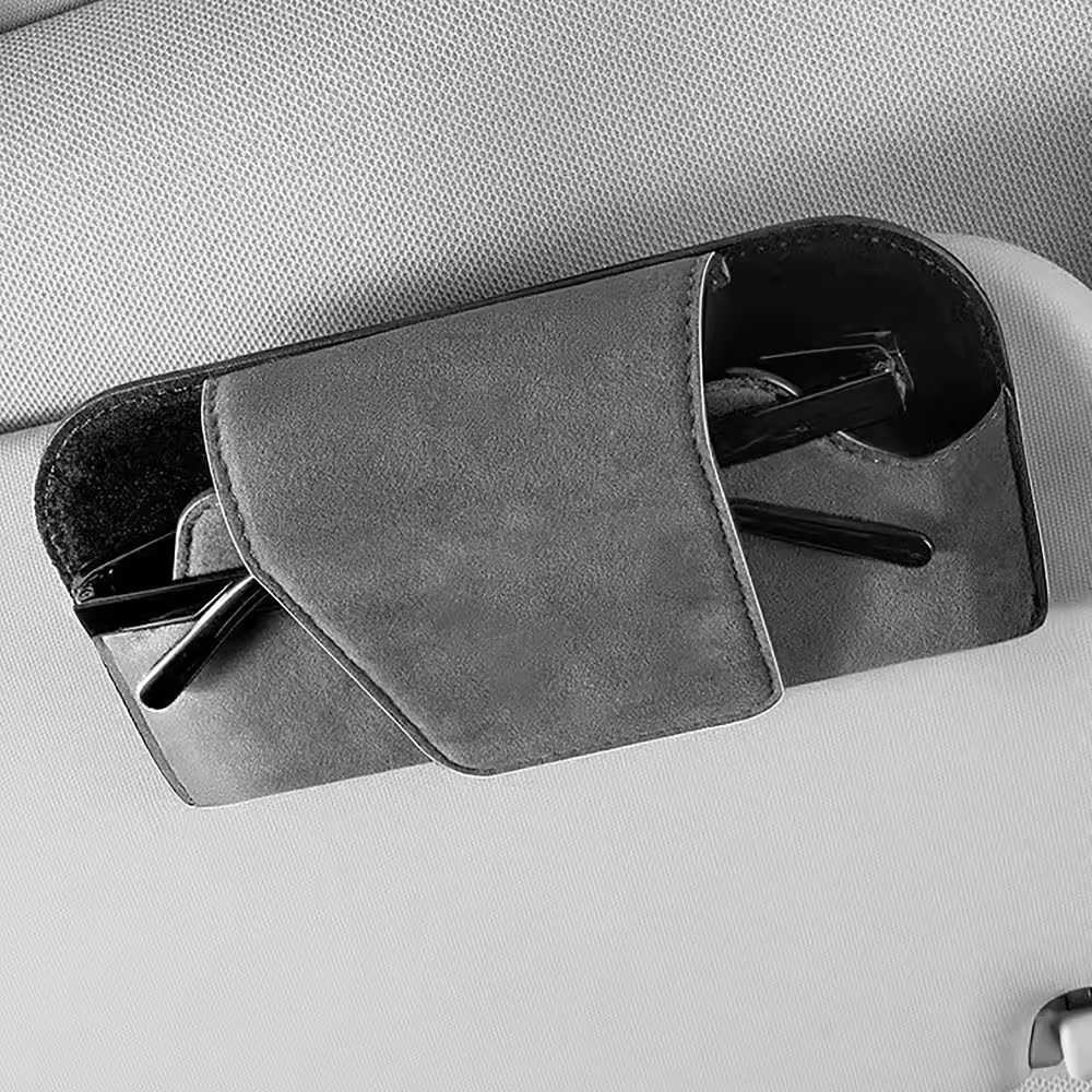 Soporte gafas de sol visera coche cuero vaca multifuncional resistente - imagen 4
