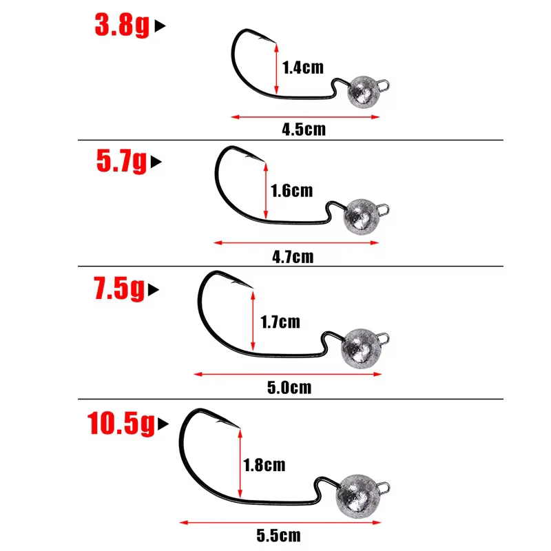 Cabezas de Plomo para Lubina – 3.5g a 10g – Anzuelo con púas para vinilo - imagen 4