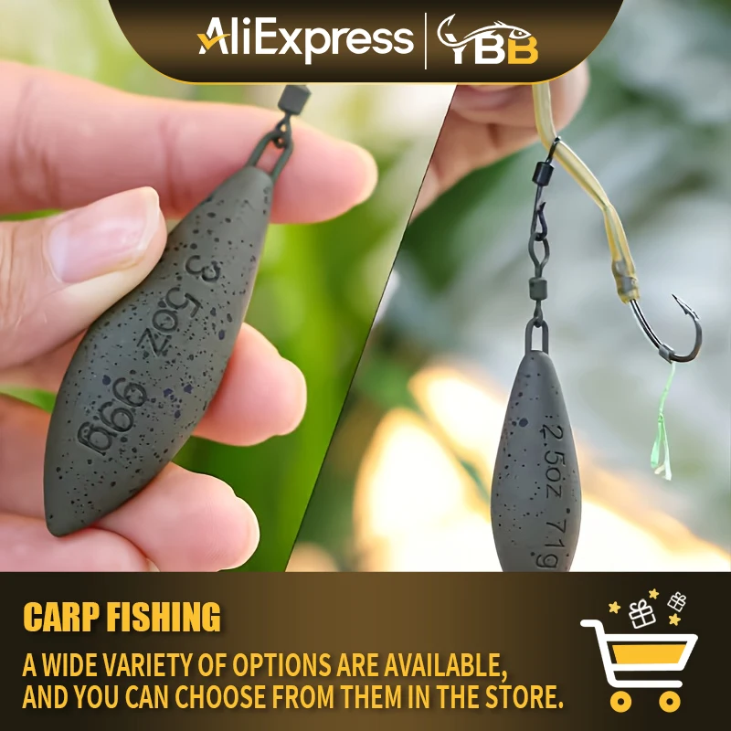 Set de 3 plomos de pesca en forma de gota con acabado brillante