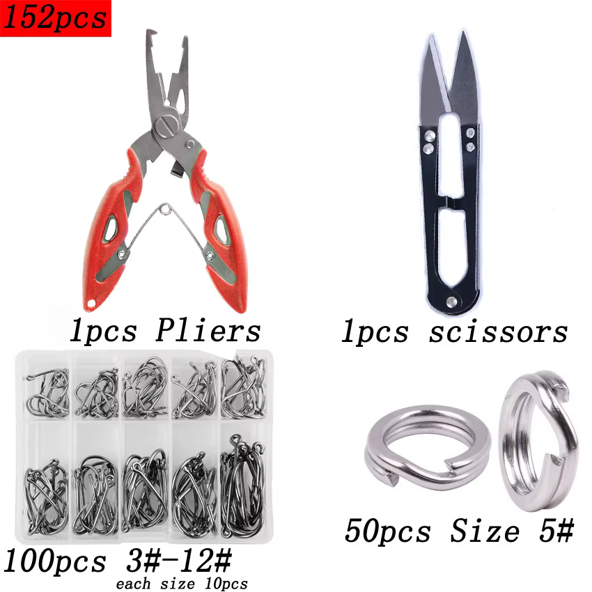 Kit de herramientas de pesca: alicates, tijeras y accesorios