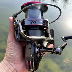 GHOTDA Carrete de pesca giratorio grande para agua salada robusto