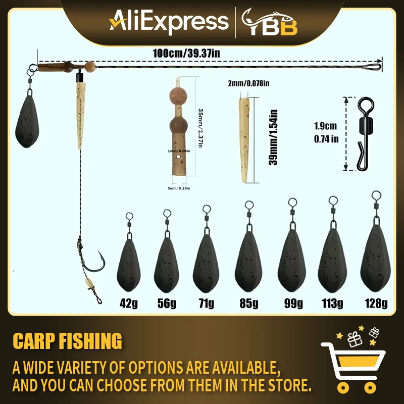 Montaje carpfishing helicóptero anti-enredos con líder sauce plomo - imagen 3