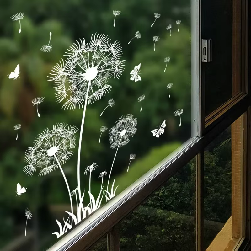 Vinilo decorativo estático de mariposas y diente de león para pared - imagen 3