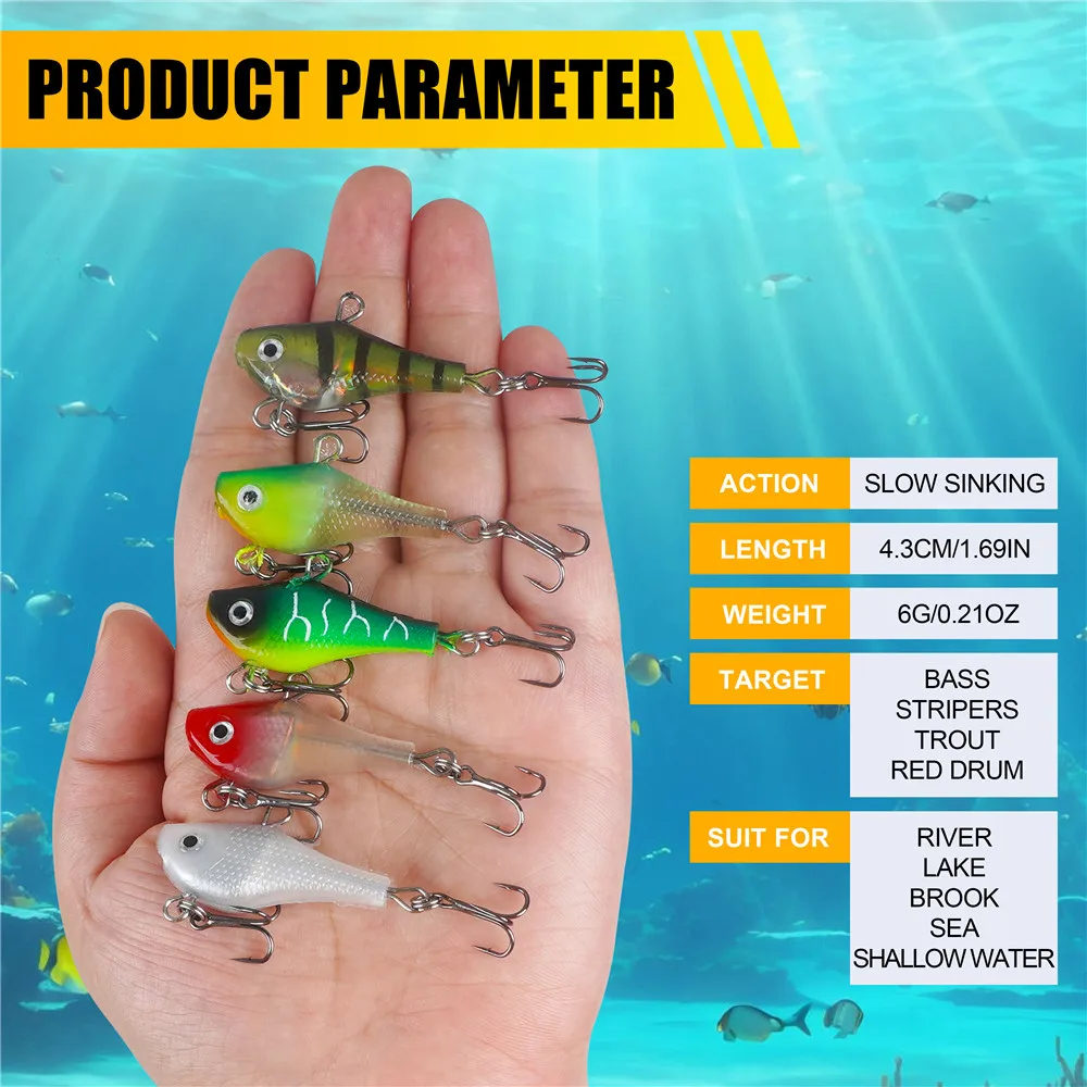 Pack de 5 señuelos de pesca suaves pre-armados Easy Catch para trucha y lubina