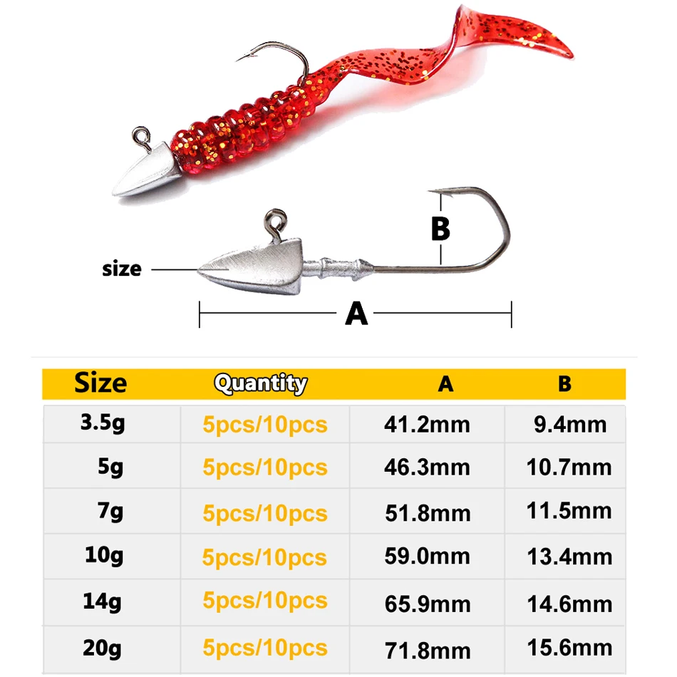Anzuelos de Cabeza Triangular para Vinilo - Jig Head Pesca Deportiva - imagen 4