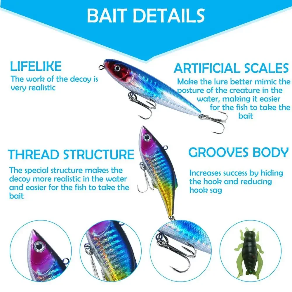 Señuelos de pesca realistas con ojos 3D y anzuelos