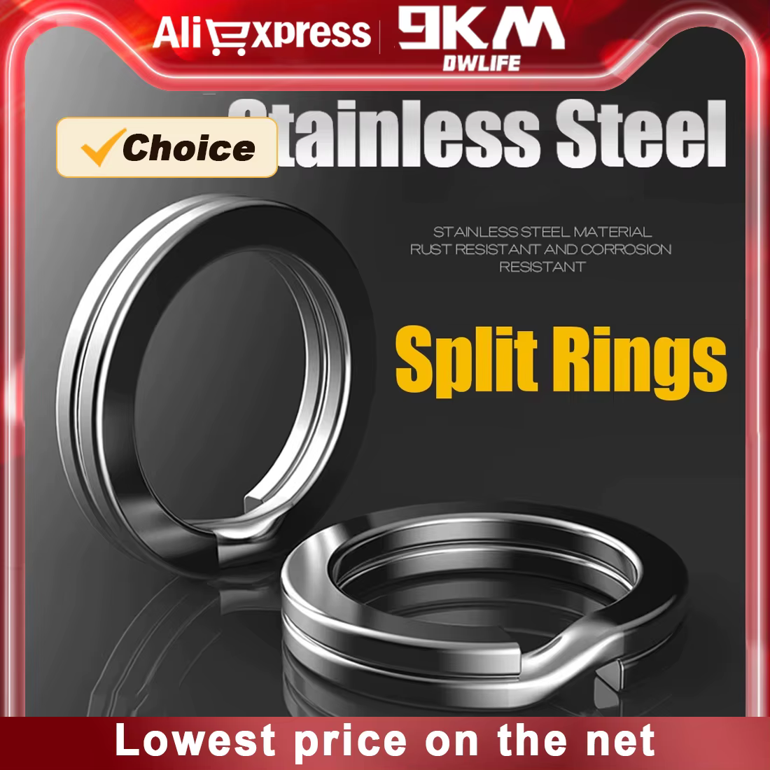 Anillos Divididos 9KM - Acero Inoxidable para pesca en agua salada - imagen 5
