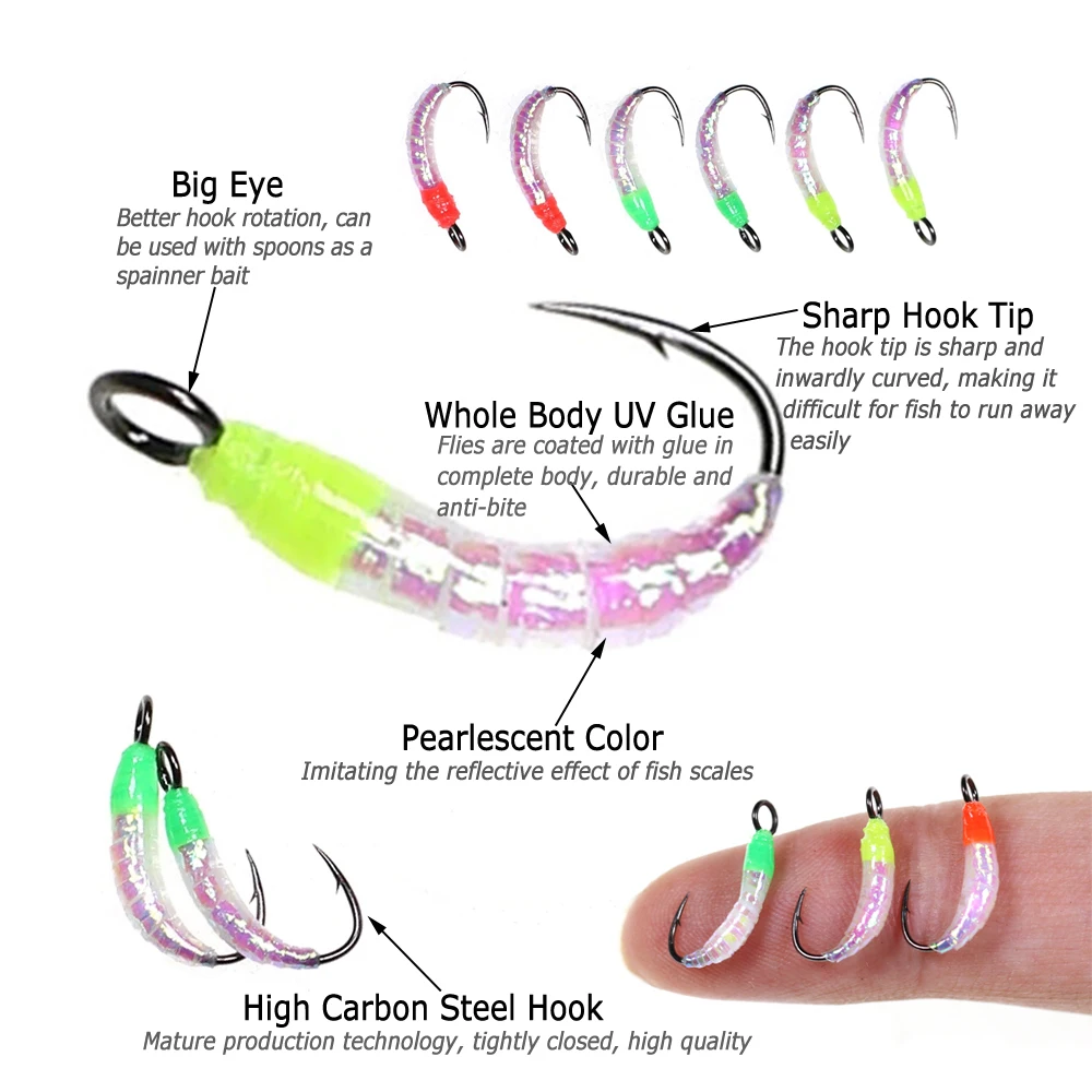 Moscas ninfa Flash Gliss Body Wifreo con anzuelo ojo grande - imagen 4