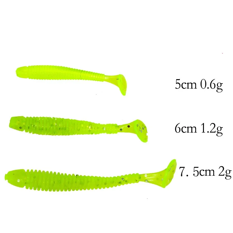 Larvas de gusano vinilo tipo jig cola T pesca carpa - imagen 3