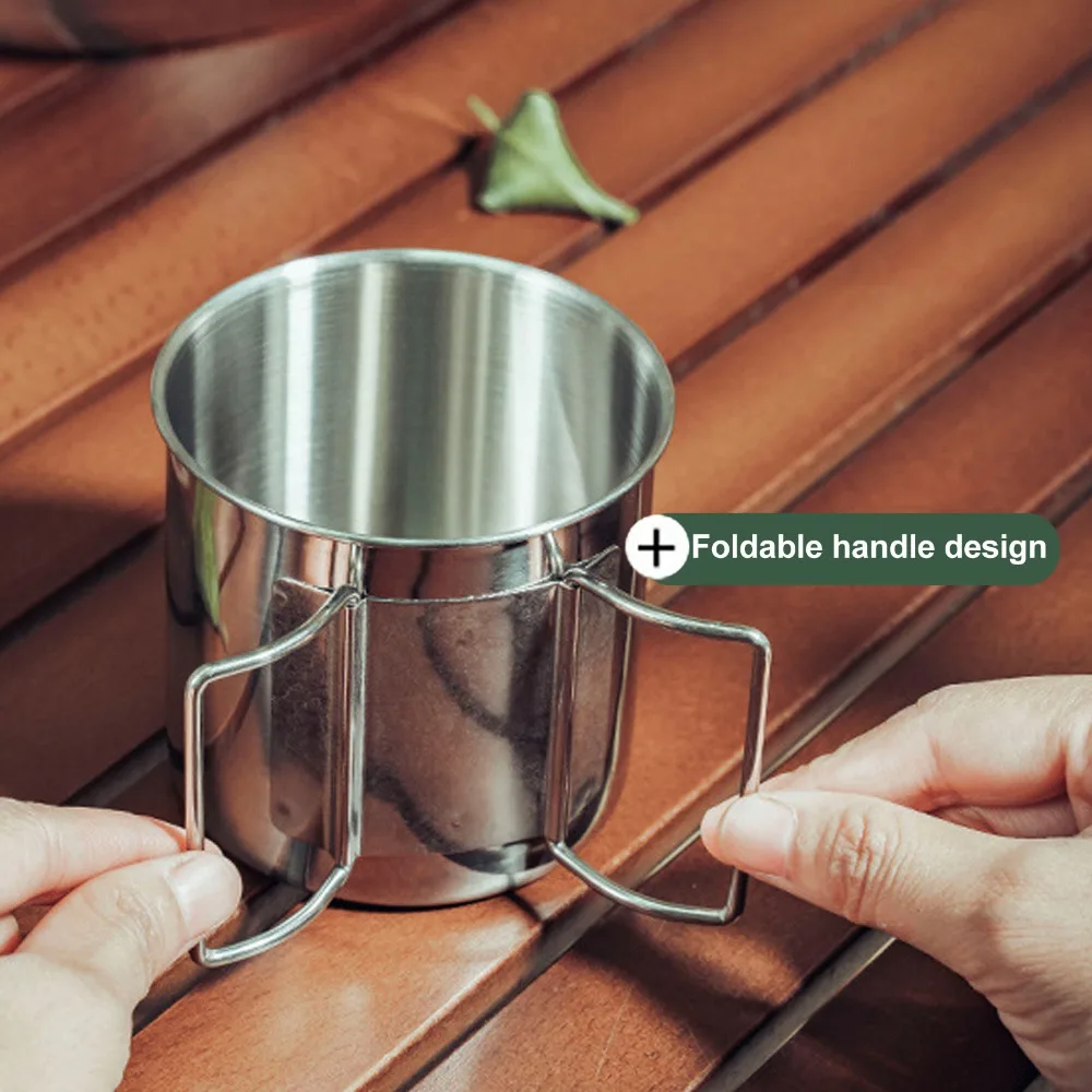 Tazas de camping inox con asa plegable apilables y duraderas - imagen 3